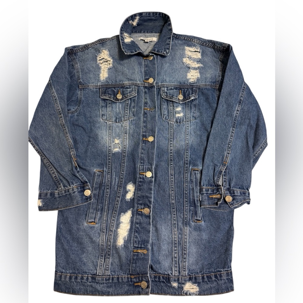 Distressed Denim Jacket With Multiple Pockets - image 5